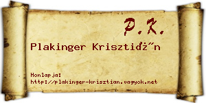 Plakinger Krisztián névjegykártya